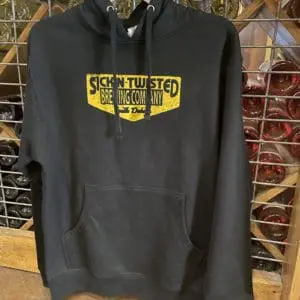 Camp Badge Midweight Hoody Front in Black