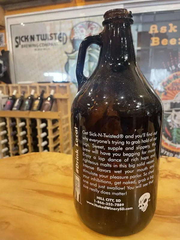 Sick N Twisted Glass Growler 64 oz back