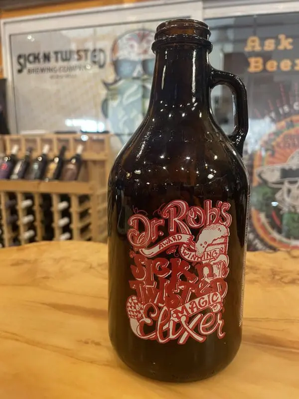 Sick N Twisted Glass Growler 32oz Back