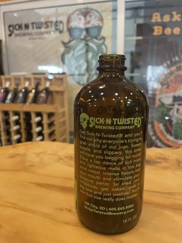 Sick N Twisted Glass Growler 16oz Back