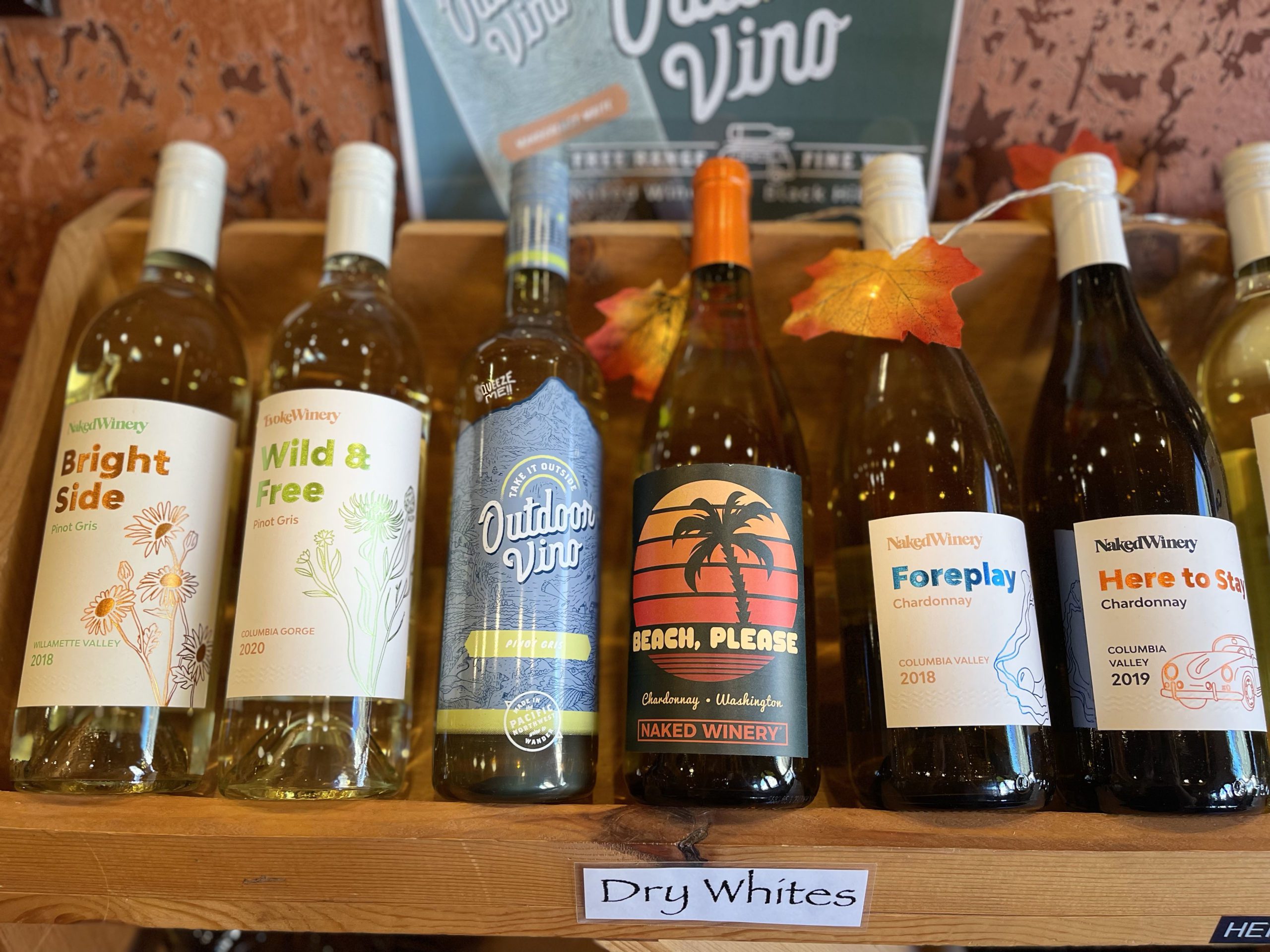 Dry Whites Wine Selection Display